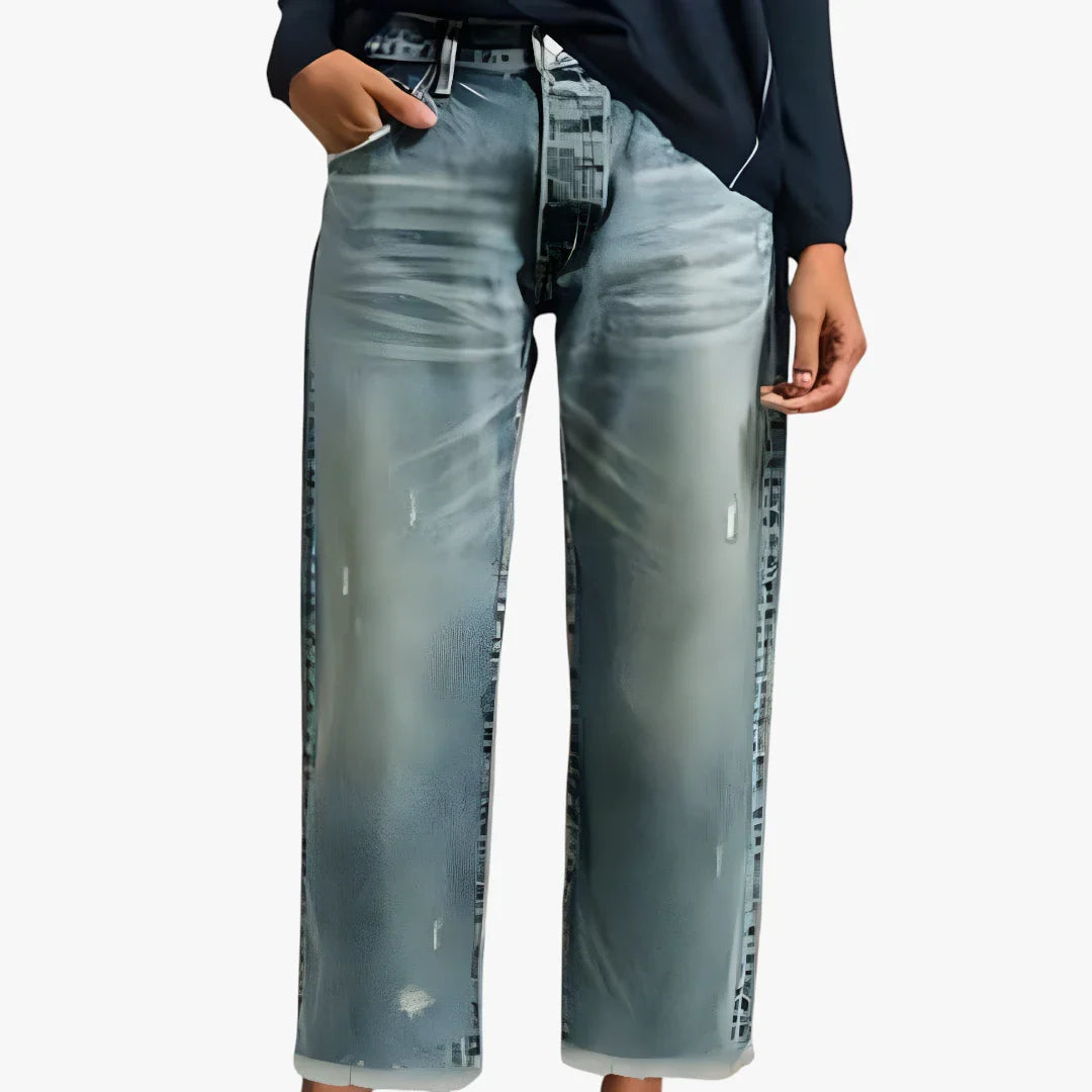 Dame Cropped Jeans med Lommer og Vidde i Benene