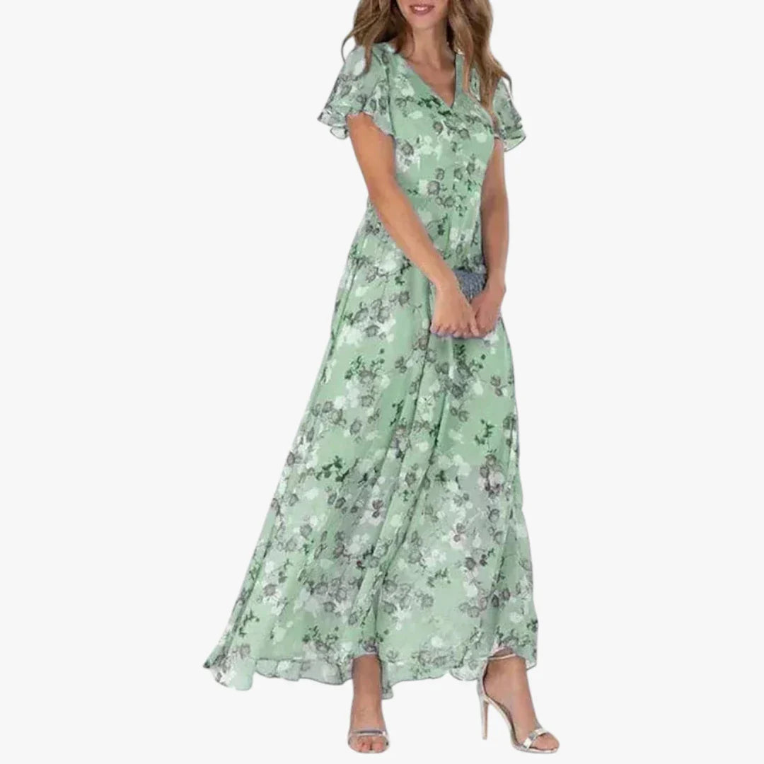 Dame Elegant Maxi Sommerkjole med Blomster