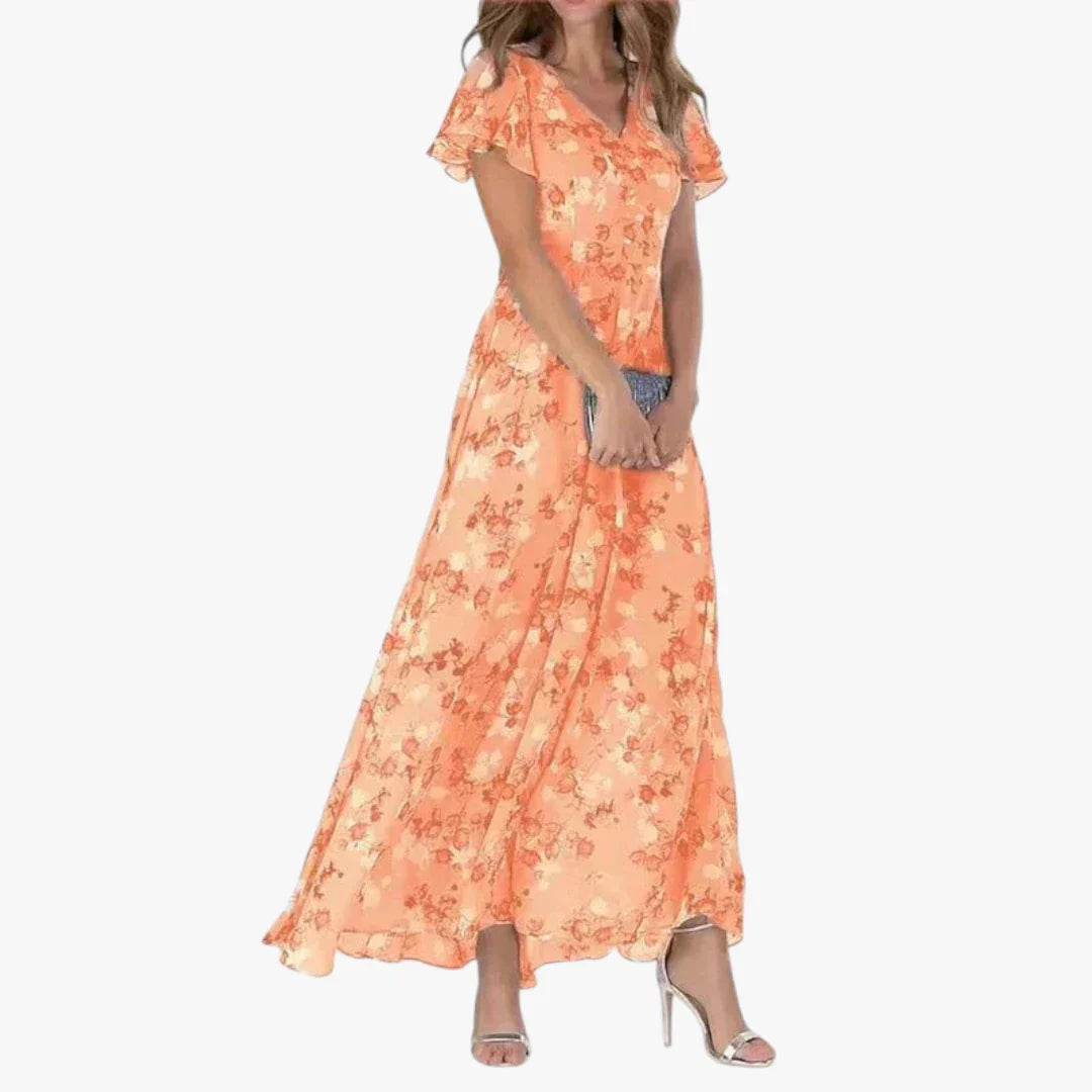 Dame Elegant Maxi Sommerkjole med Blomster