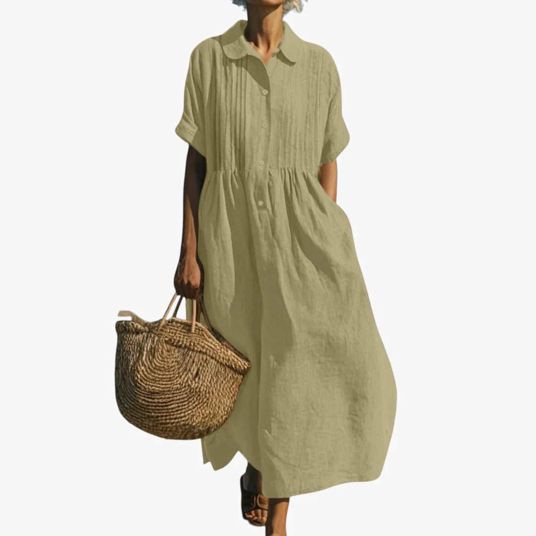 Dame Elegant Maxi Sommerkjole med Knapper