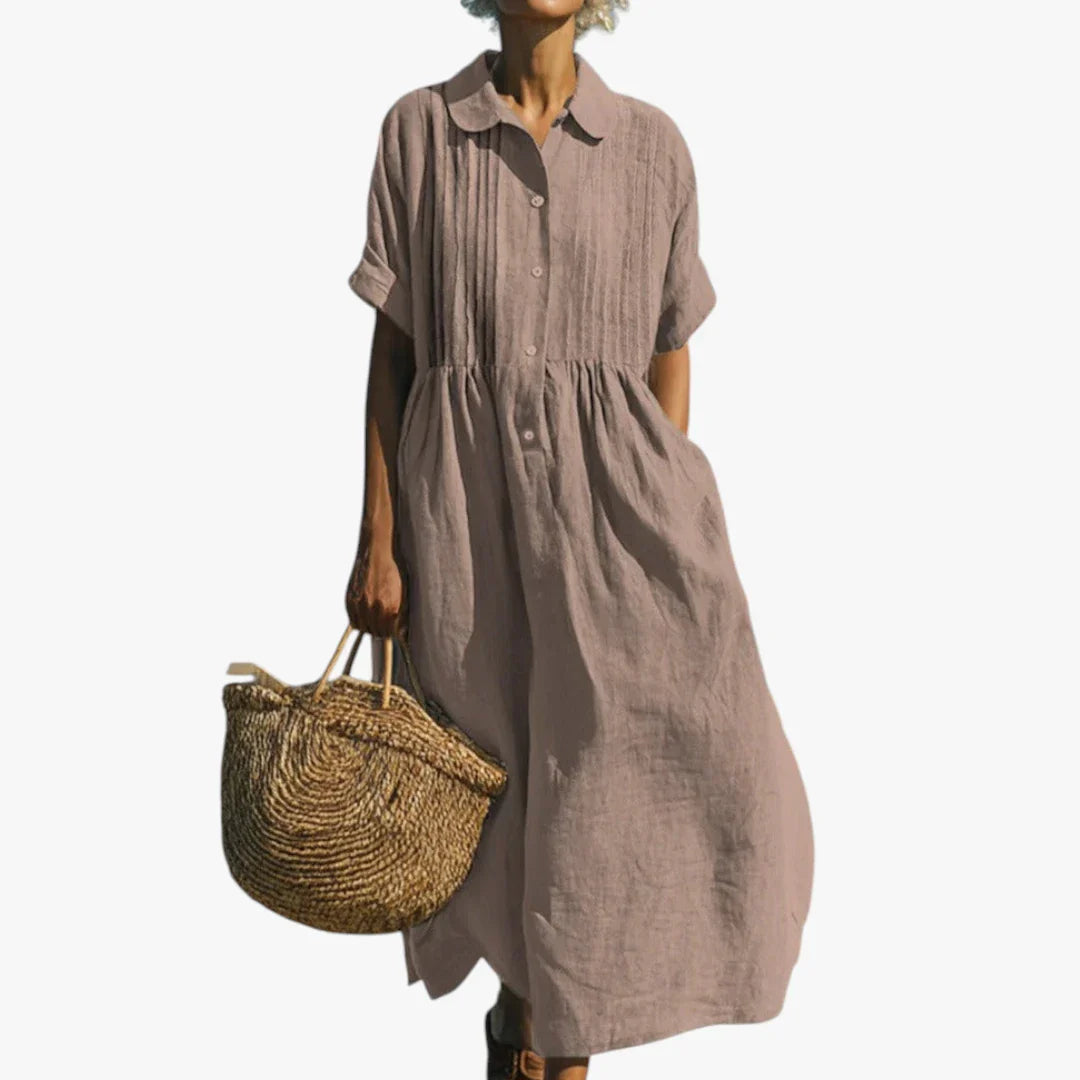 Dame Elegant Maxi Sommerkjole med Knapper
