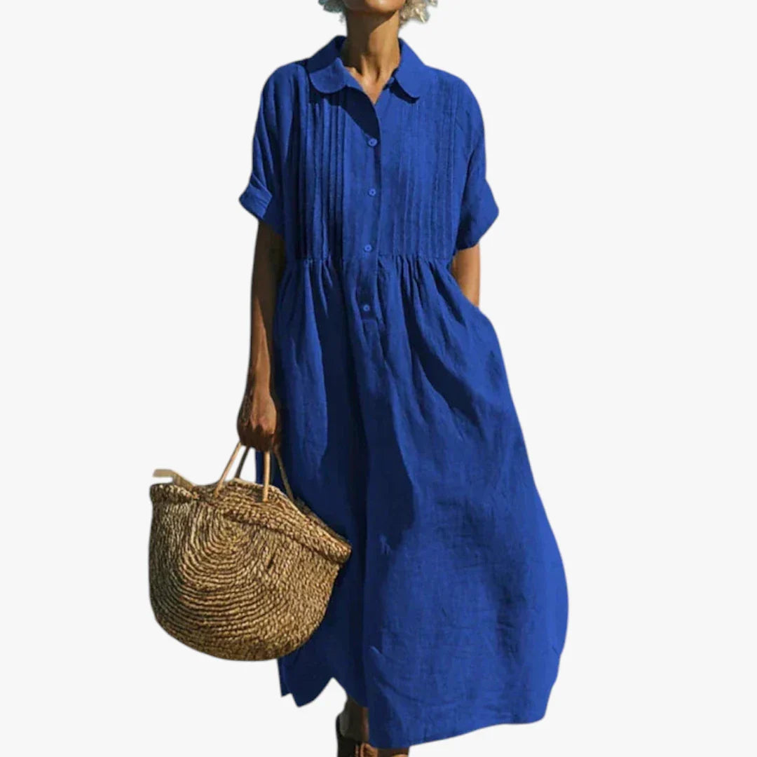 Dame Elegant Maxi Sommerkjole med Knapper