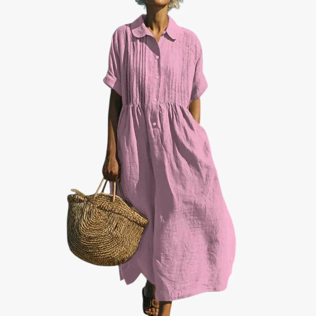 Dame Elegant Maxi Sommerkjole med Knapper