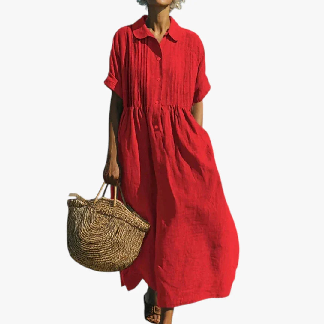 Dame Elegant Maxi Sommerkjole med Knapper