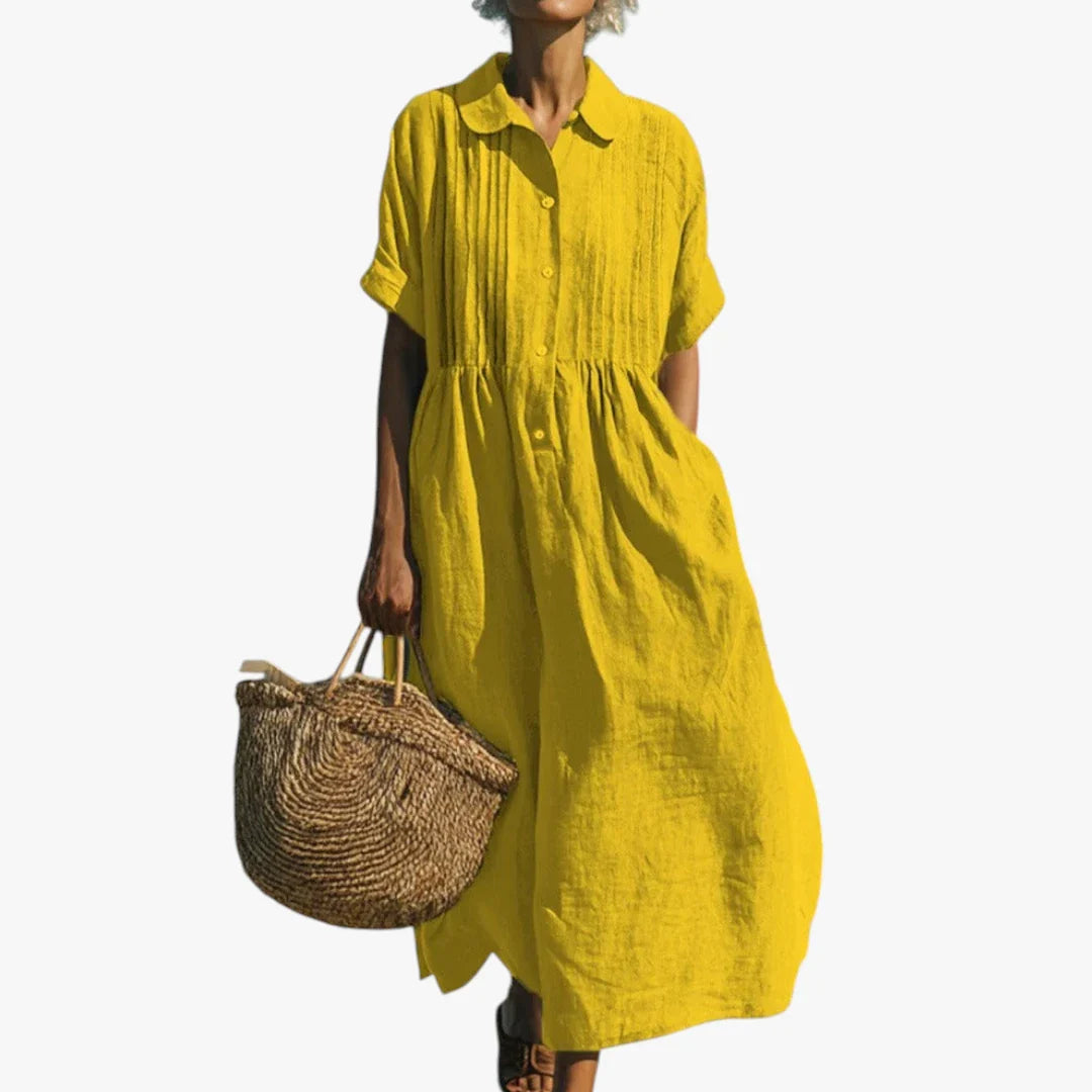 Dame Elegant Maxi Sommerkjole med Knapper