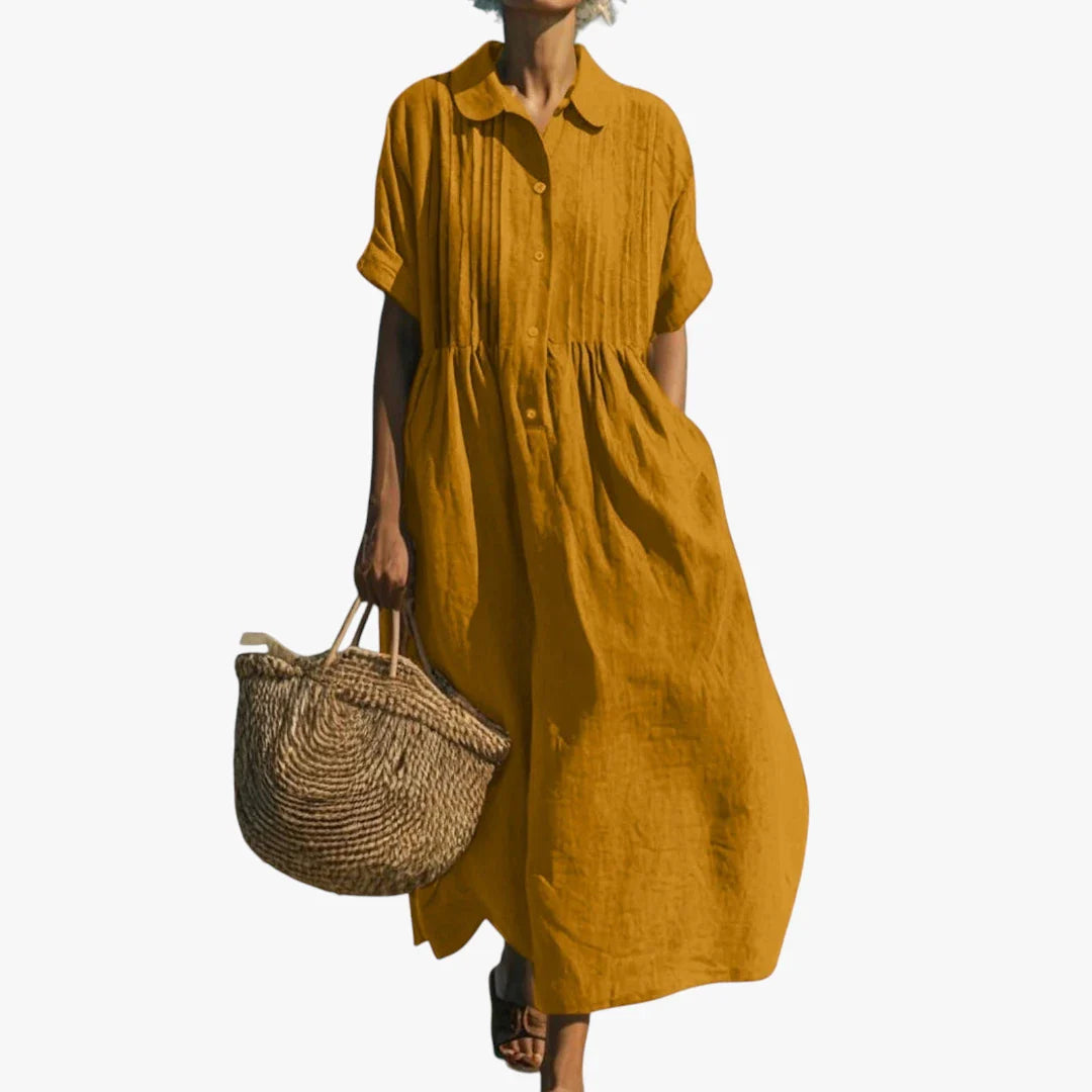 Dame Elegant Maxi Sommerkjole med Knapper