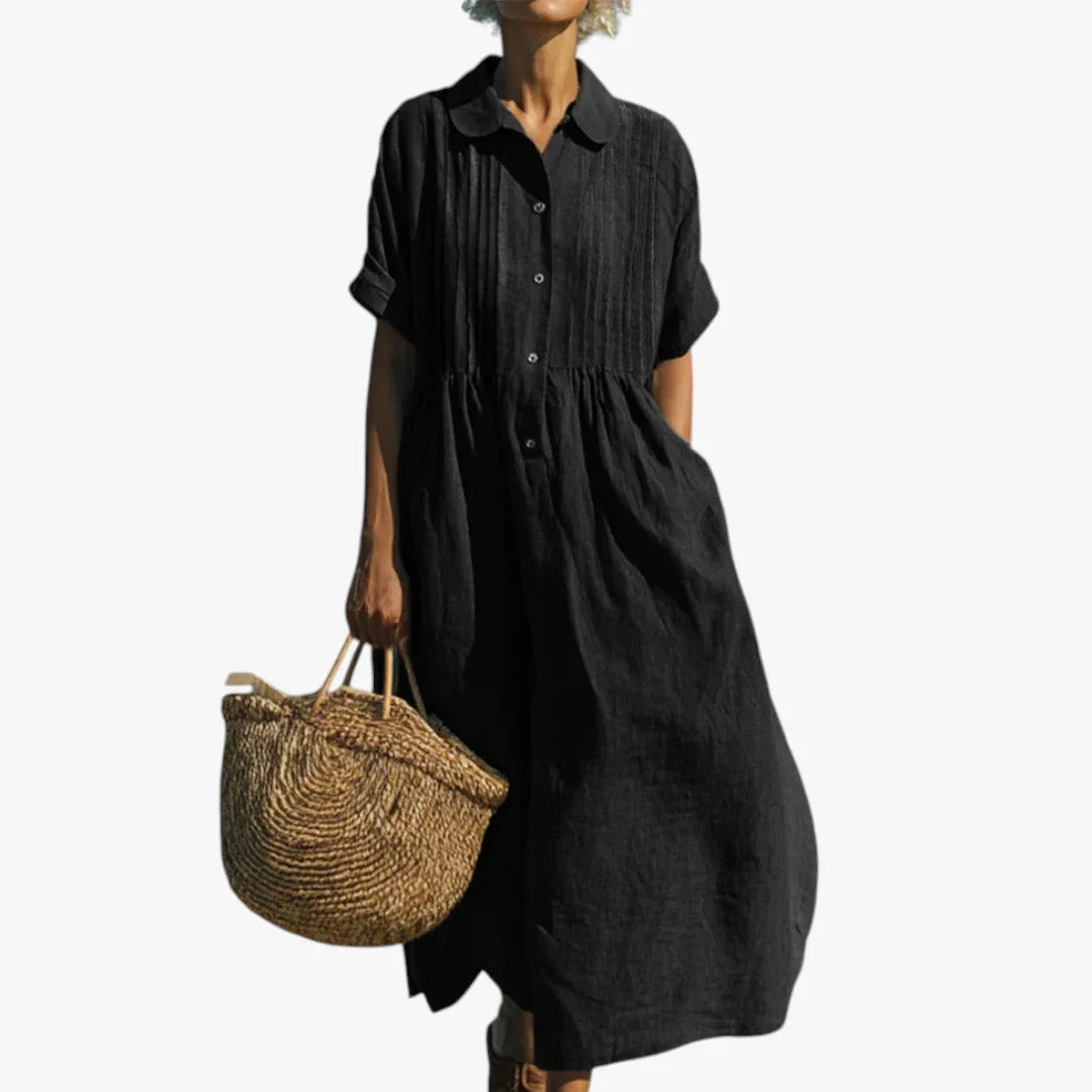 Dame Elegant Maxi Sommerkjole med Knapper
