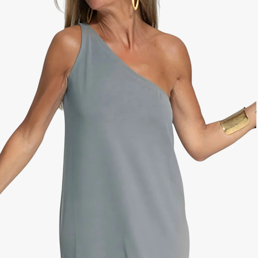 Dame Elegant Maxi Sommerkjole med One Shoulder