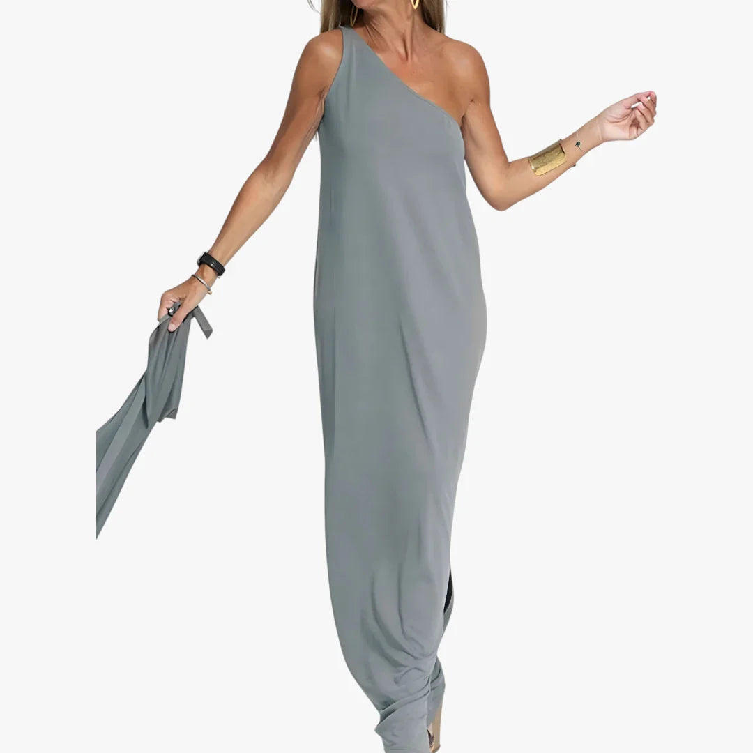 Dame Elegant Maxi Sommerkjole med One Shoulder