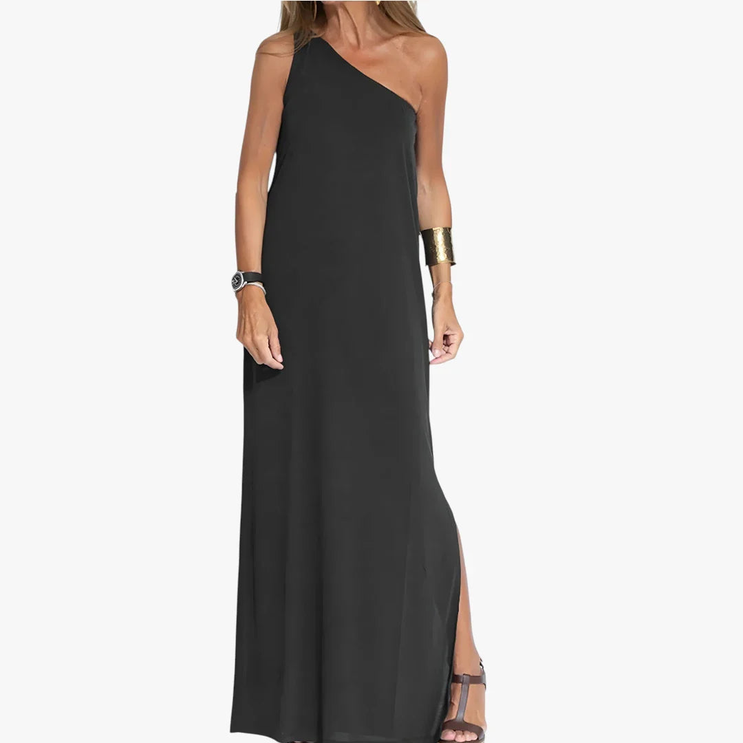 Dame Elegant Maxi Sommerkjole med One Shoulder