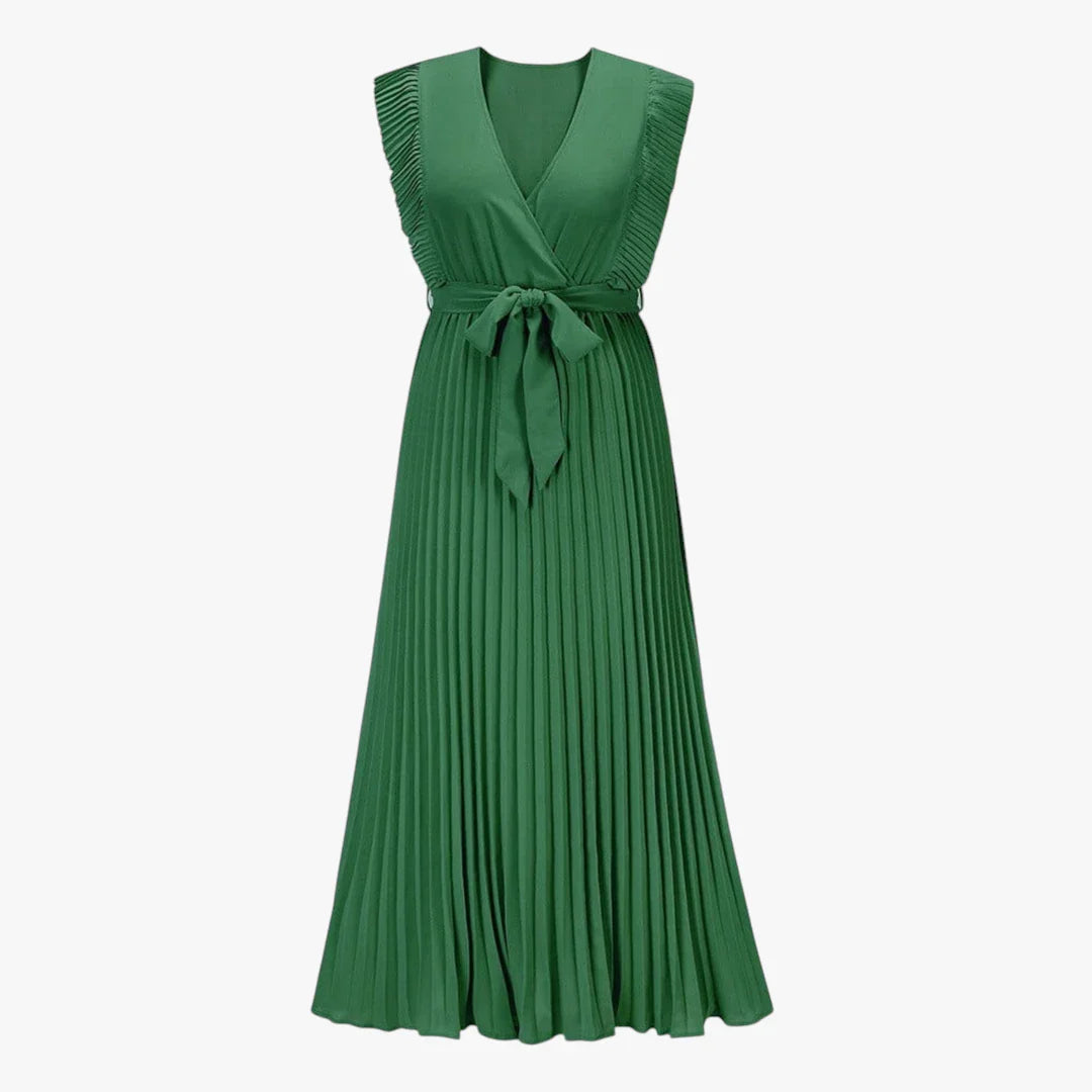 Dame Elegant Maxi Sommerkjole med Plisserede Detaljer
