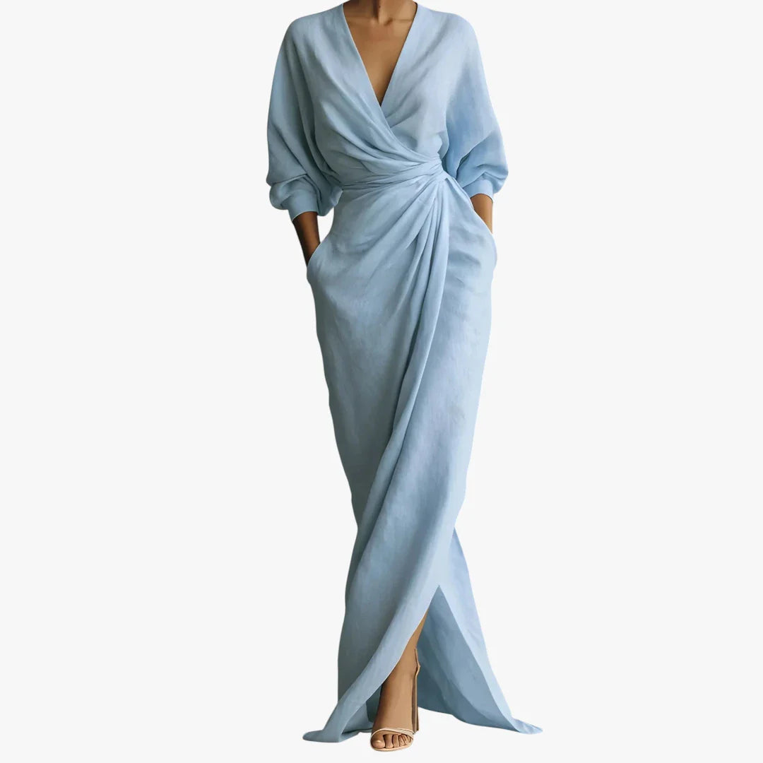 Dame Elegant Maxi Sommerkjole med Wrap-Talje