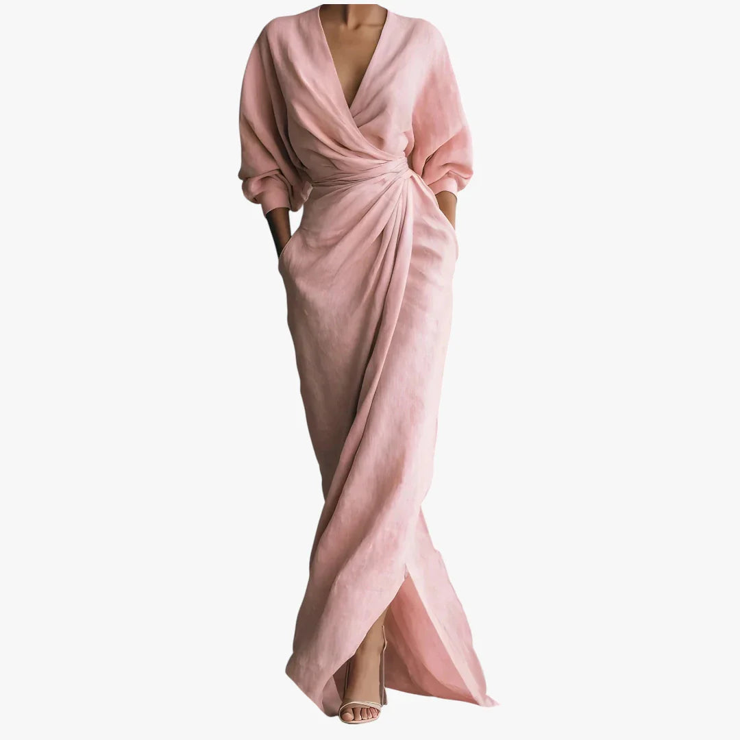 Dame Elegant Maxi Sommerkjole med Wrap-Talje