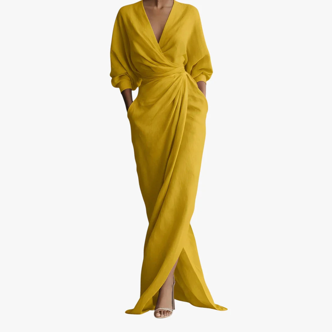 Dame Elegant Maxi Sommerkjole med Wrap-Talje