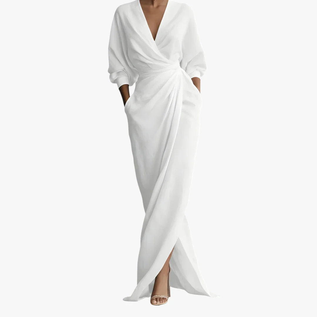 Dame Elegant Maxi Sommerkjole med Wrap-Talje