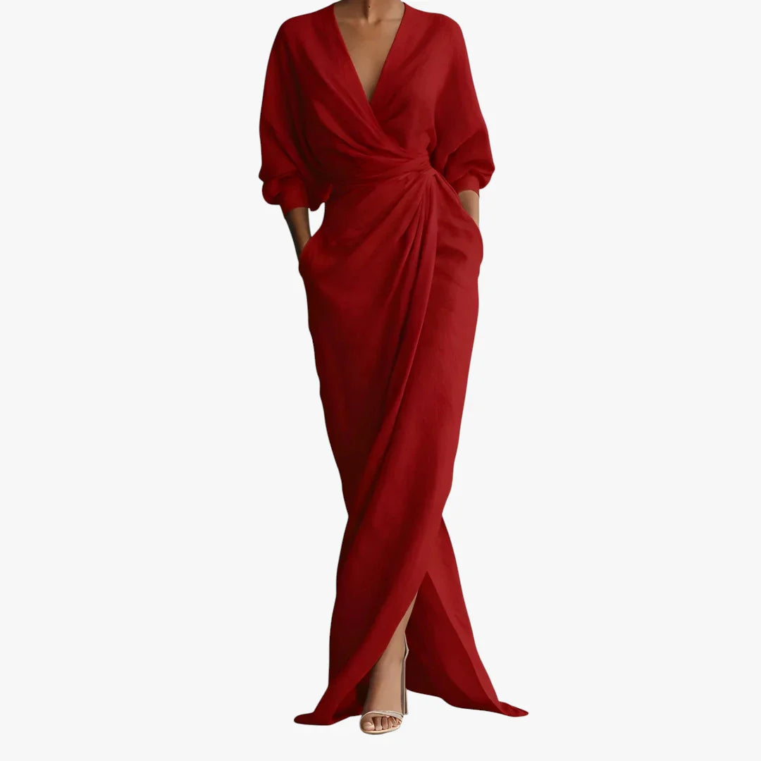 Dame Elegant Maxi Sommerkjole med Wrap-Talje