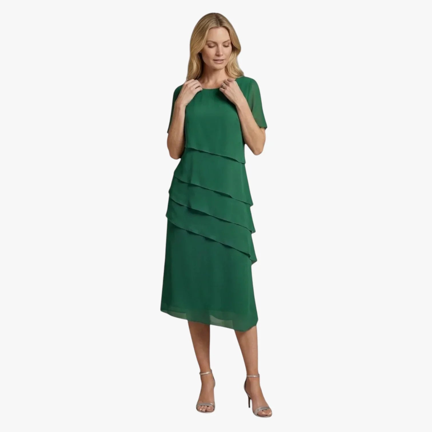 Dame Elegant Midi Sommerkjole med Ærmer