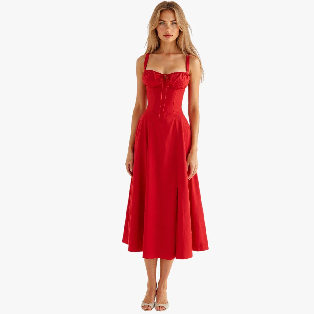 Dame Elegant Midi Sommerkjole med Korset
