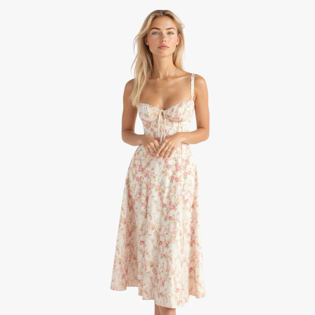 Dame Elegant Midi Sommerkjole med Korset