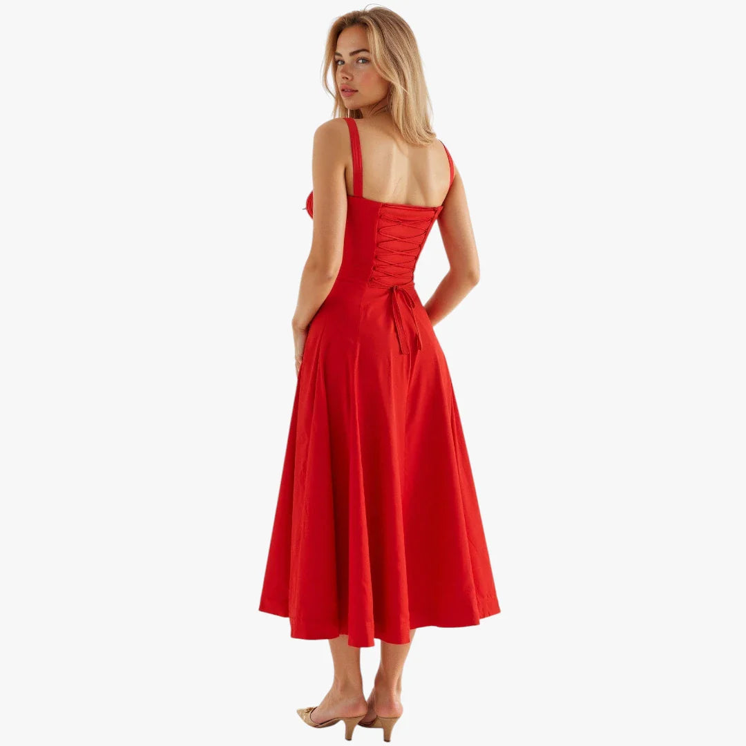 Dame Elegant Midi Sommerkjole med Korset