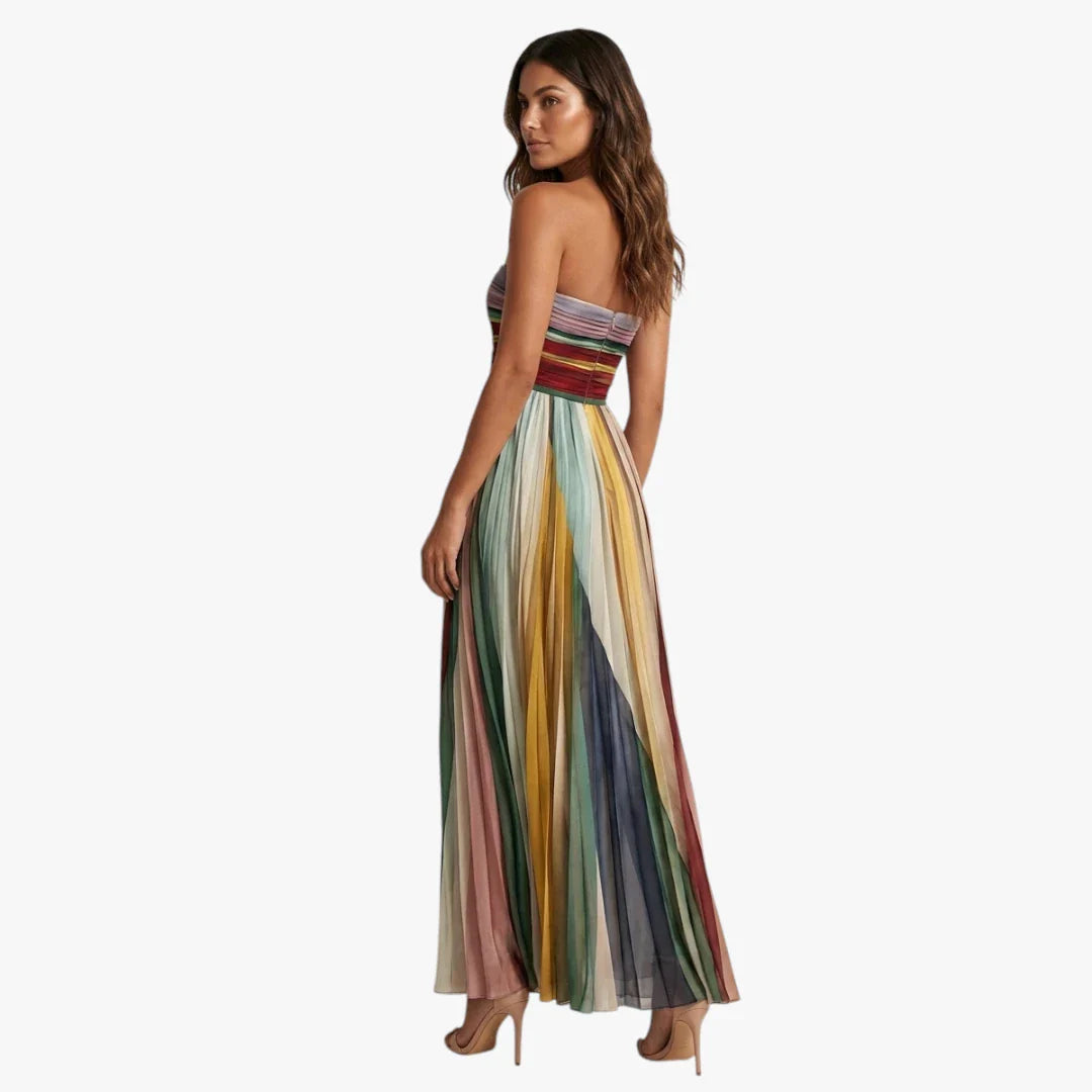 Dame Fest Maxi Sommerkjole med Off Shoulder og Plisseret Detalje