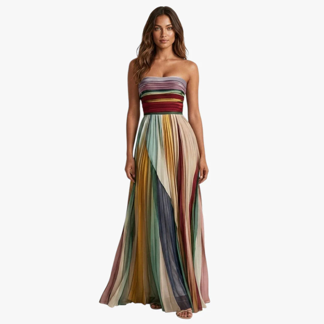 Dame Fest Maxi Sommerkjole med Off Shoulder og Plisseret Detalje