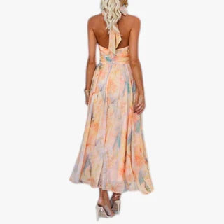 Dame Fest Midi Sommerkjole med Halterneck