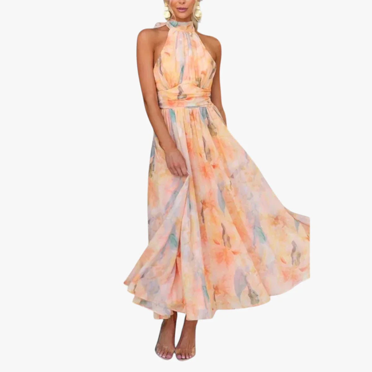 Dame Fest Midi Sommerkjole med Halterneck