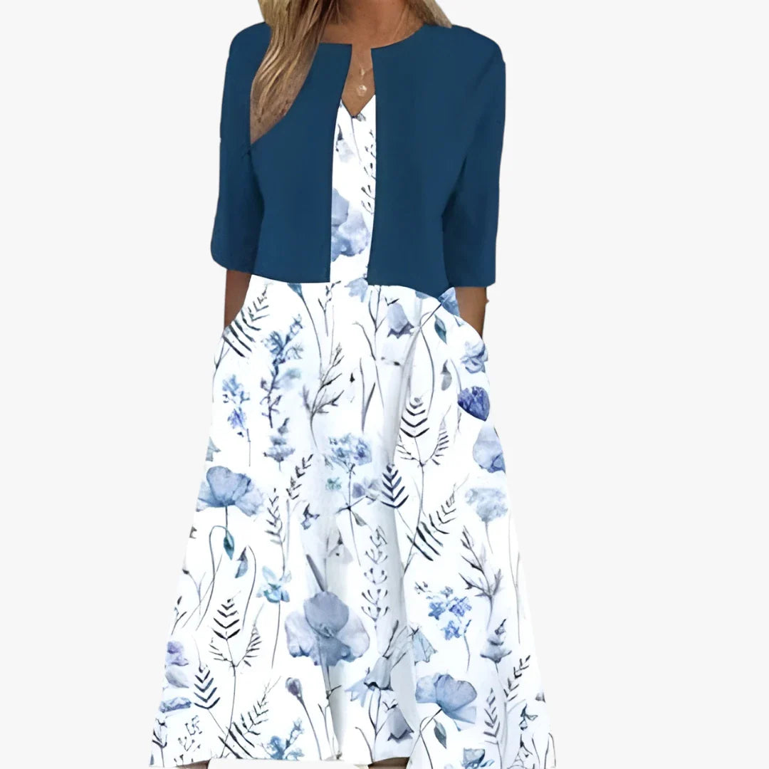 Dame Festlig Midi Sommerkjole med Blazer