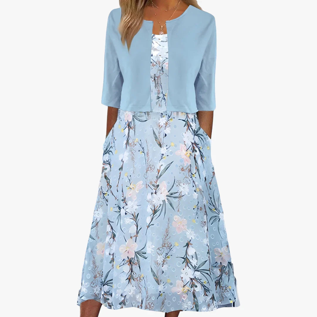 Dame Festlig Midi Sommerkjole med Blazer