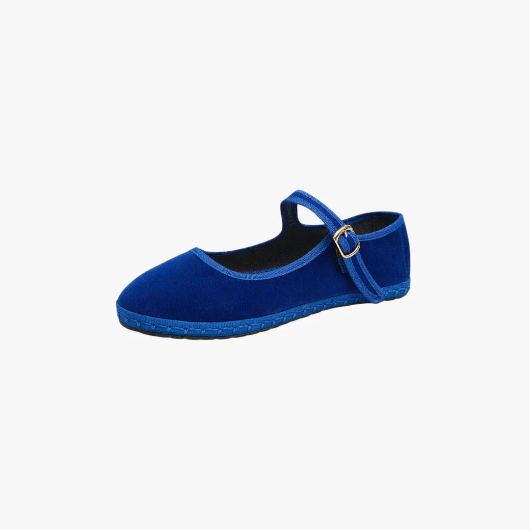 Dame Flade Mary Jane Sko med Velcro