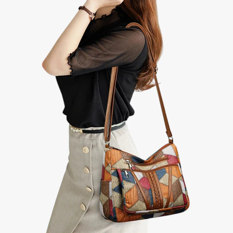 Dame Flettet Crossbody Taske med Mange Rum og Lynlås