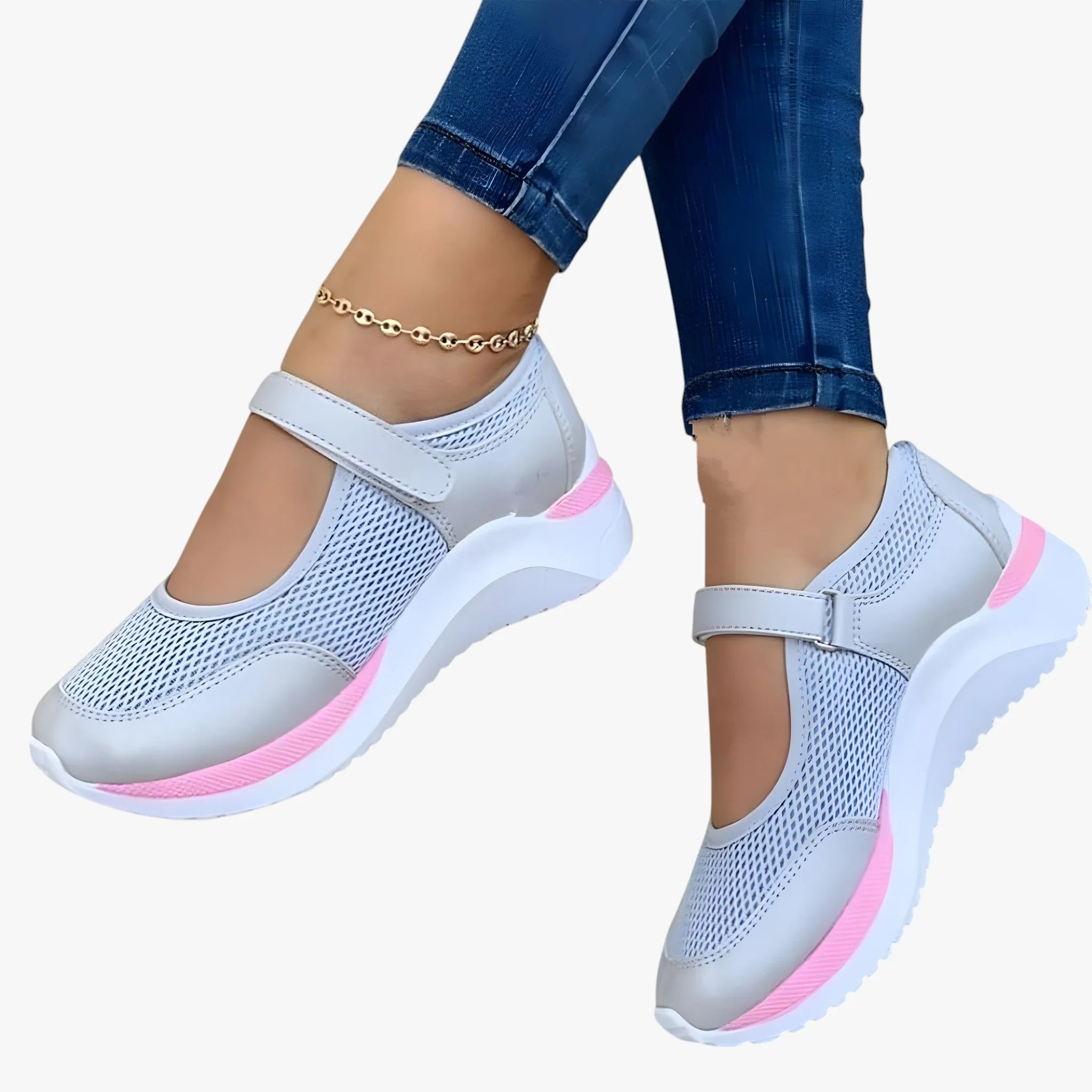 Dame Lette Flade Sko med Lukket Tå og Velcro