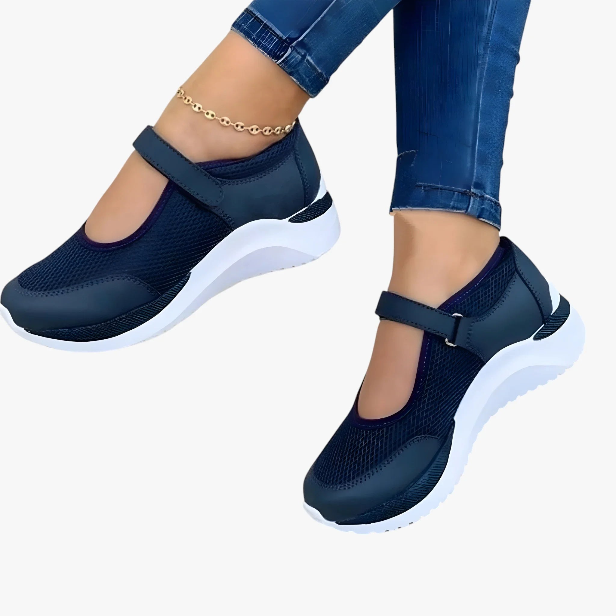 Dame Lette Flade Sko med Lukket Tå og Velcro