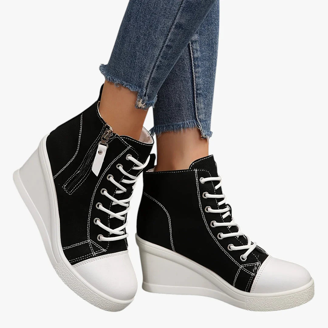 Dame Høje Lette Sneakers med Kilehæl og Snøre