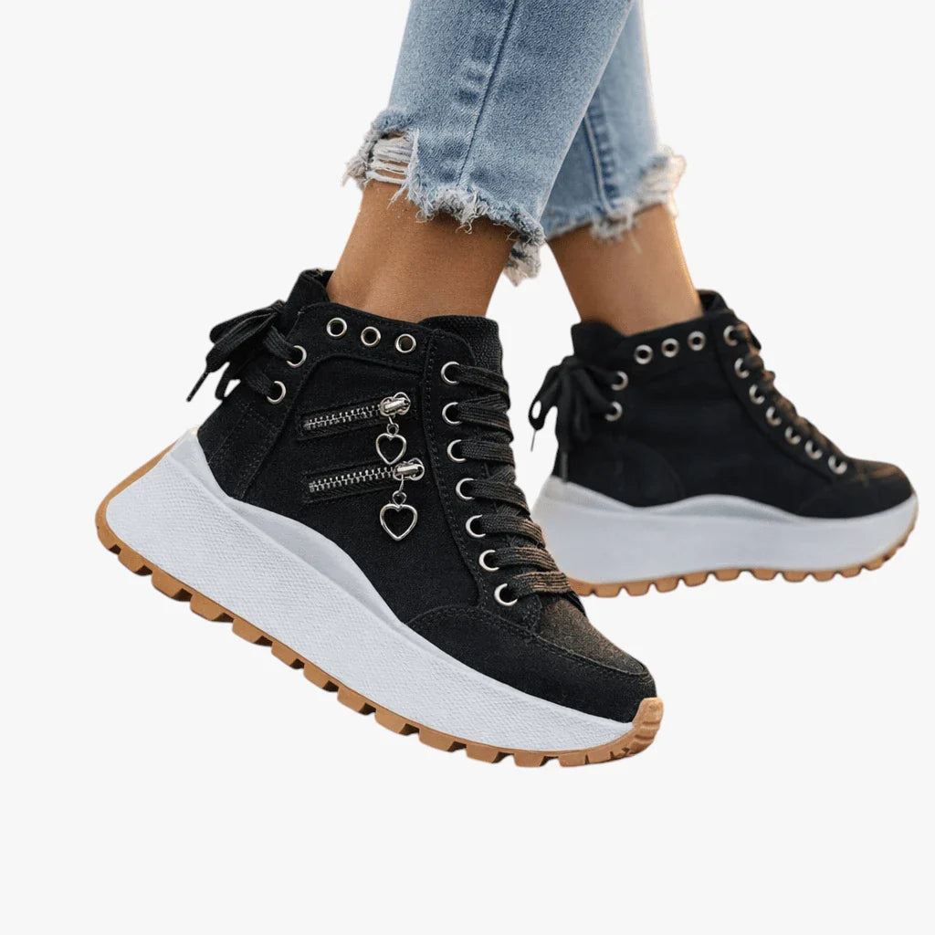 Dame Høje Lette Sneakers med Lynlås og Snøre