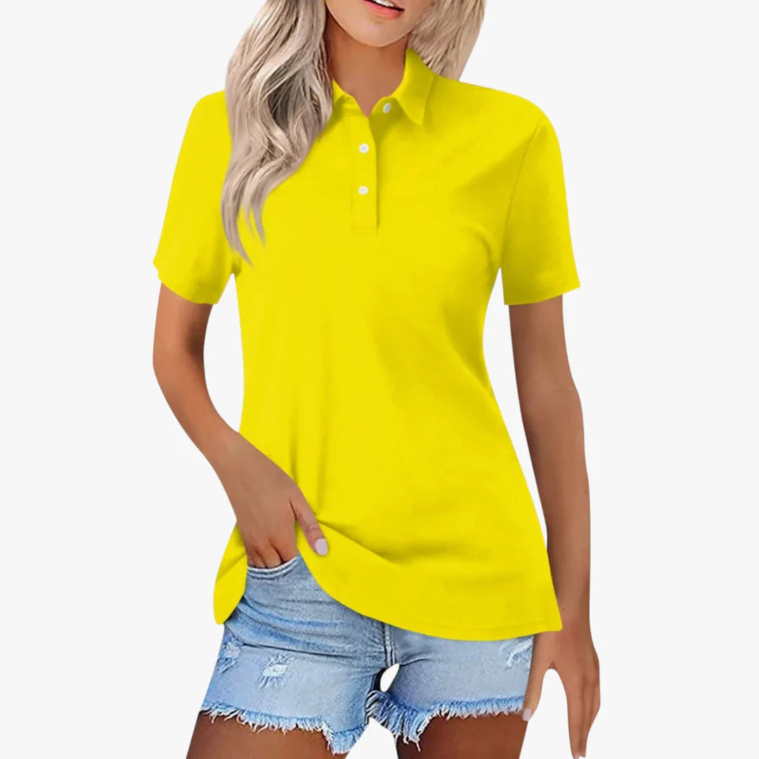 Dame Kortærmet Polo Shirt med Knapper