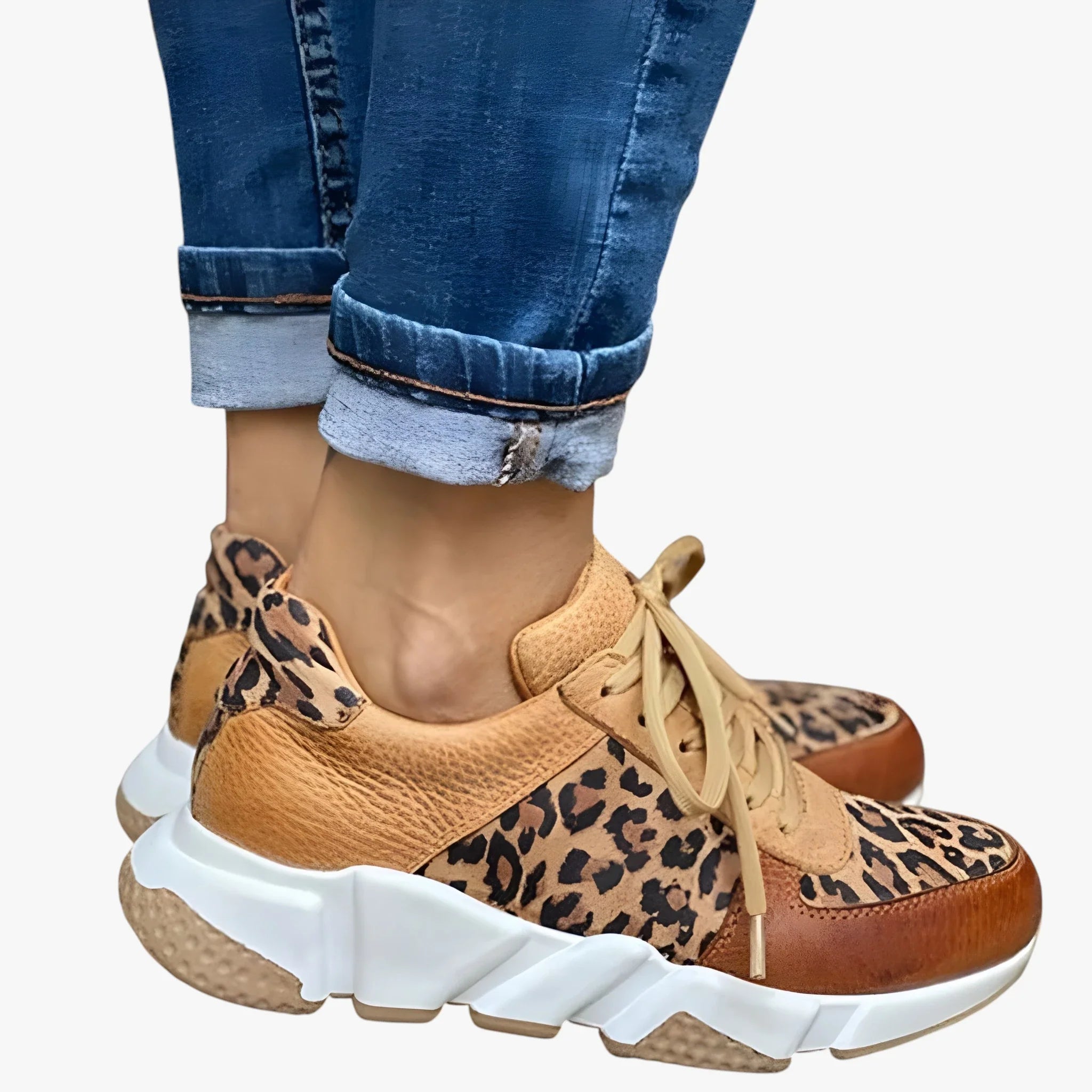 Dame Lette Brede Sneakers med Snøre og Anti-slip