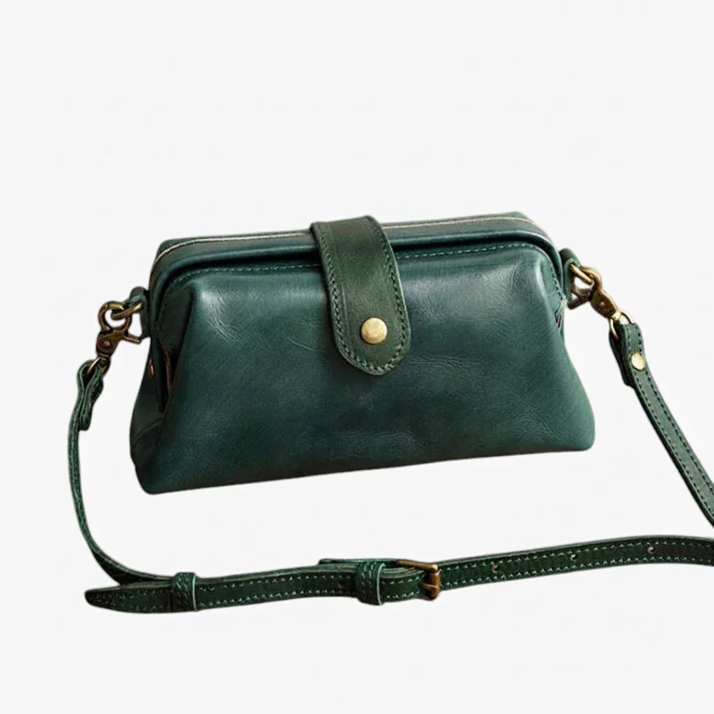 Dame Lille Vintage Crossbody Taske med Lynlås og Justerbar Rem