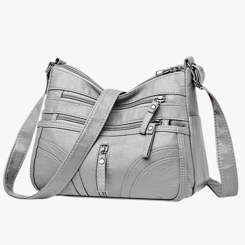 Dame Lille Vintage Crossbody Taske med Lynlås og Skulderrem