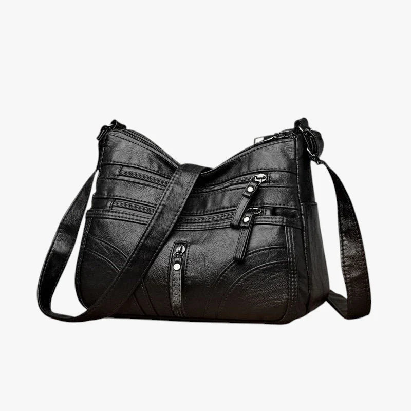 Dame Lille Vintage Crossbody Taske med Lynlås og Skulderrem