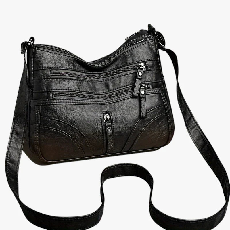 Dame Lille Vintage Crossbody Taske med Lynlås og Skulderrem