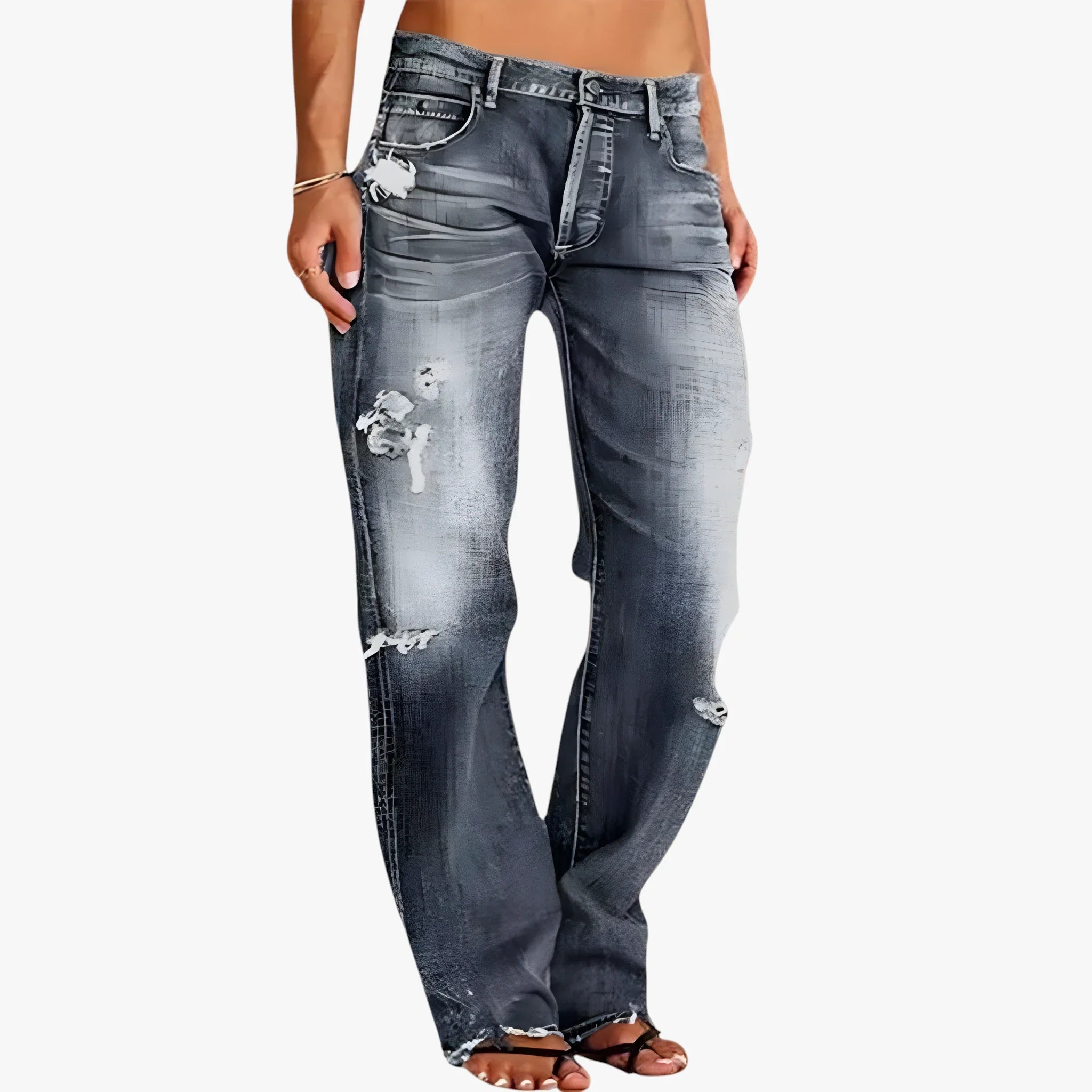 Dame Løse Jeans med Huller og Vidde