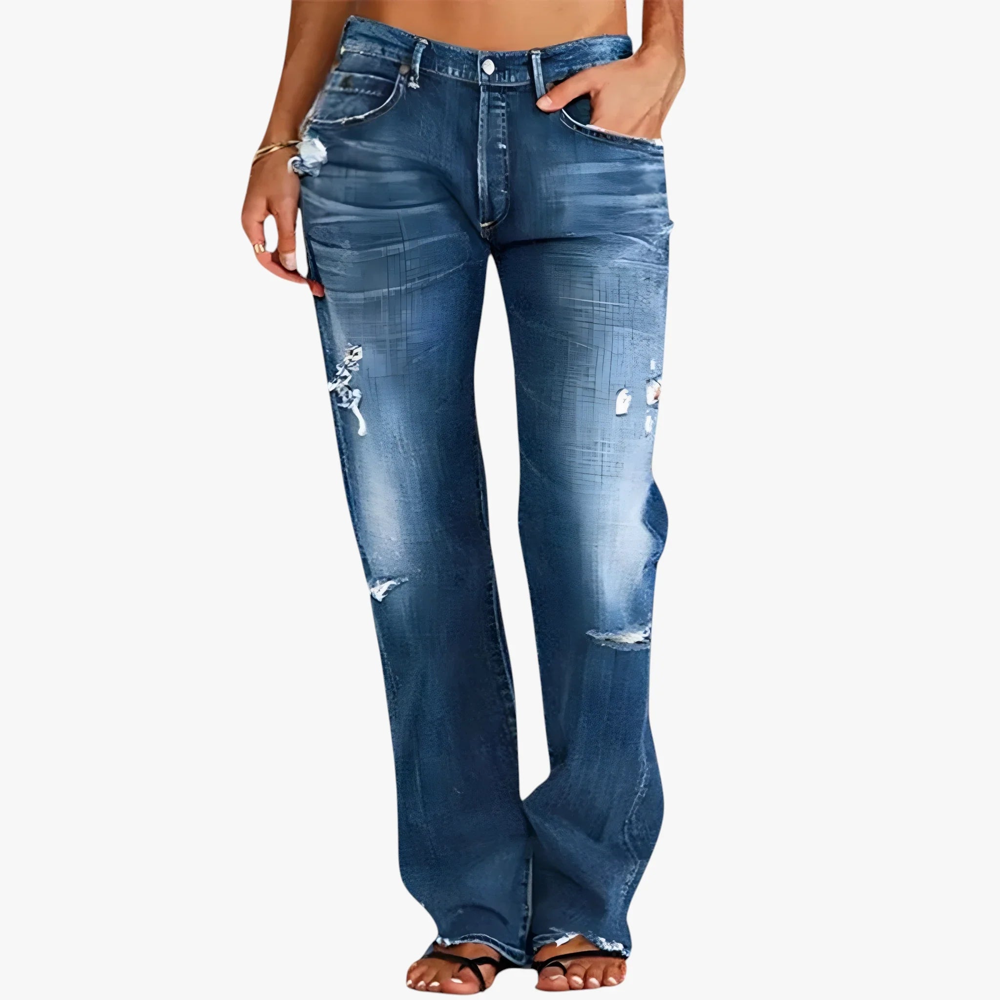 Dame Løse Jeans med Huller og Vidde