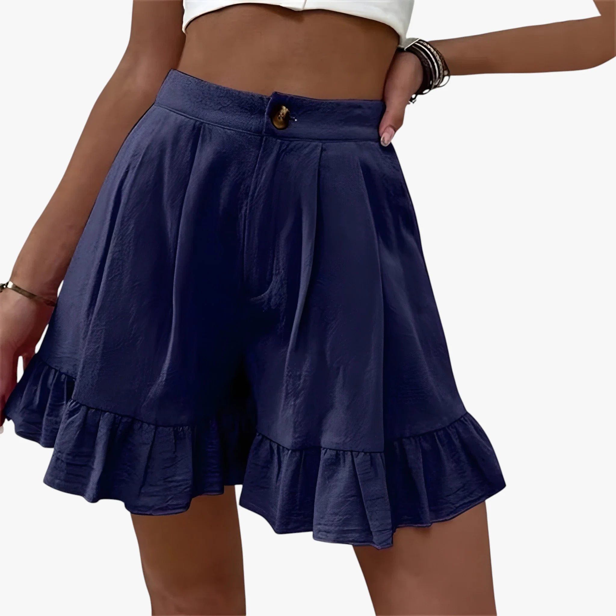 Dame Løse Shorts med Lommer og Knapper