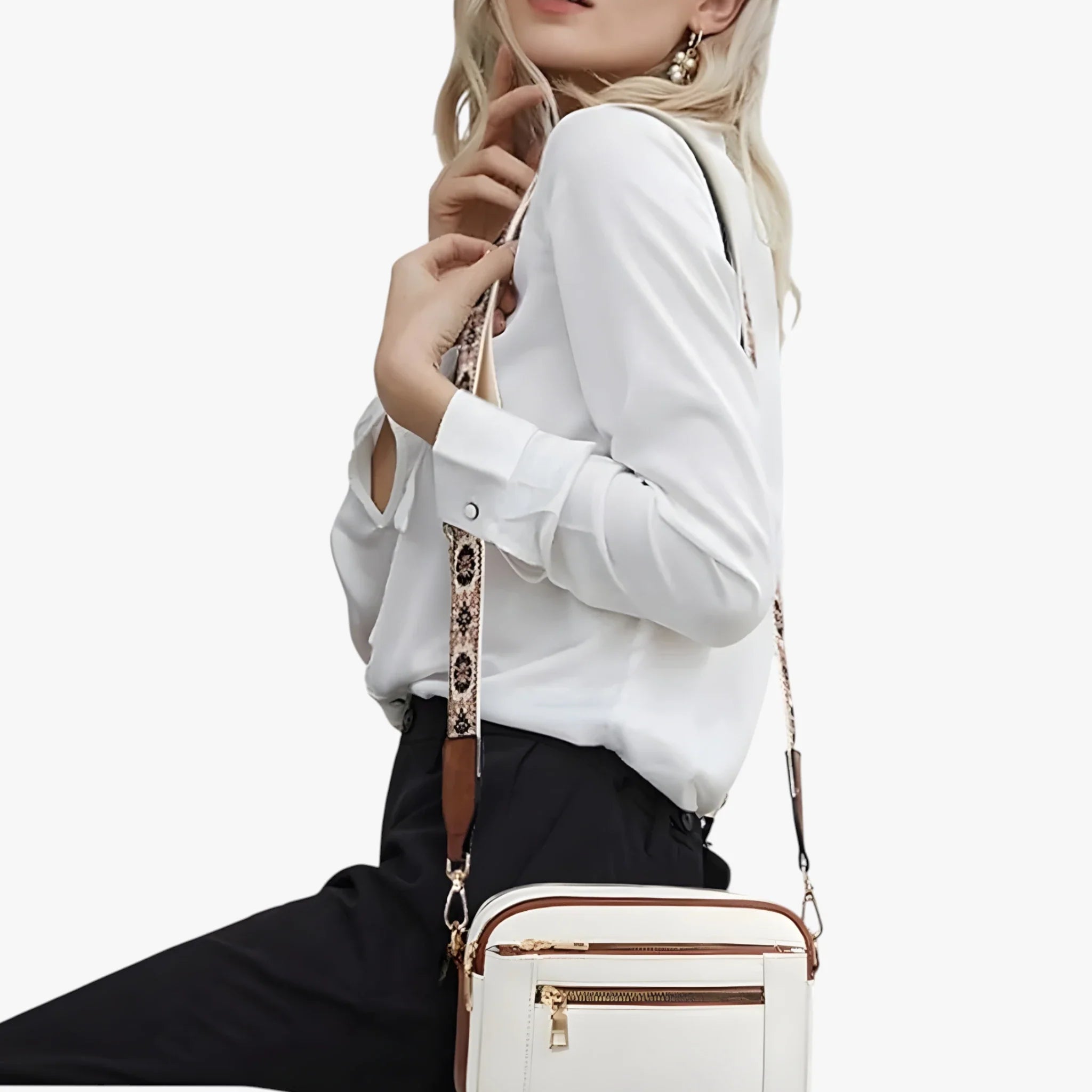 Dame Mini Crossbody Taske med Lynlås og Rem