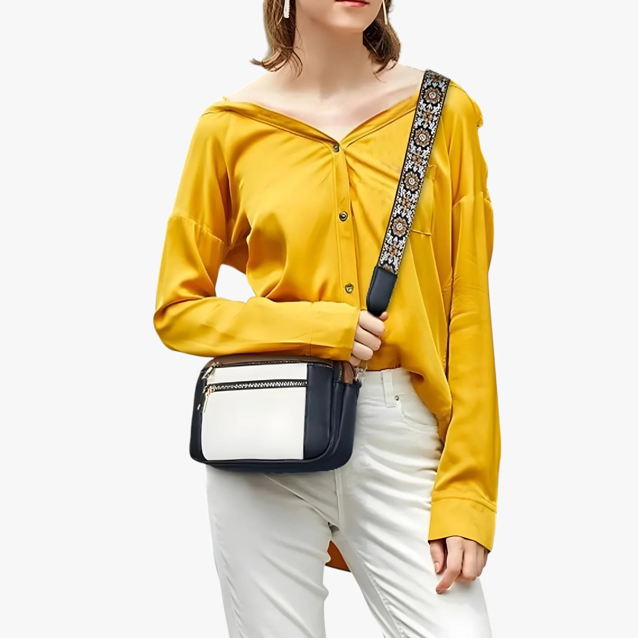 Dame Mini Crossbody Taske med Lynlås og Rem