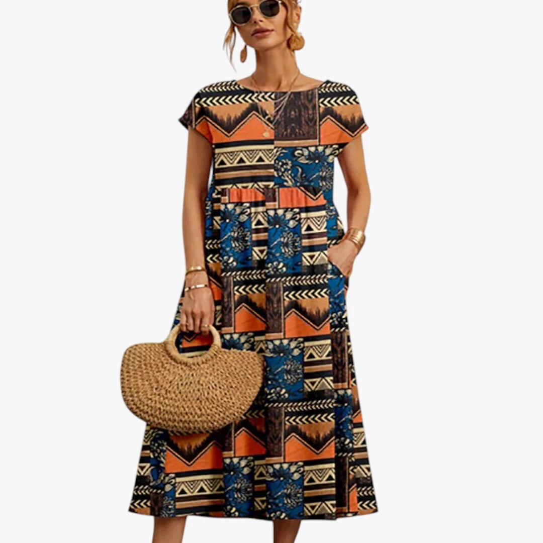 Dame Oversize Maxi Sommerkjole med Lommer