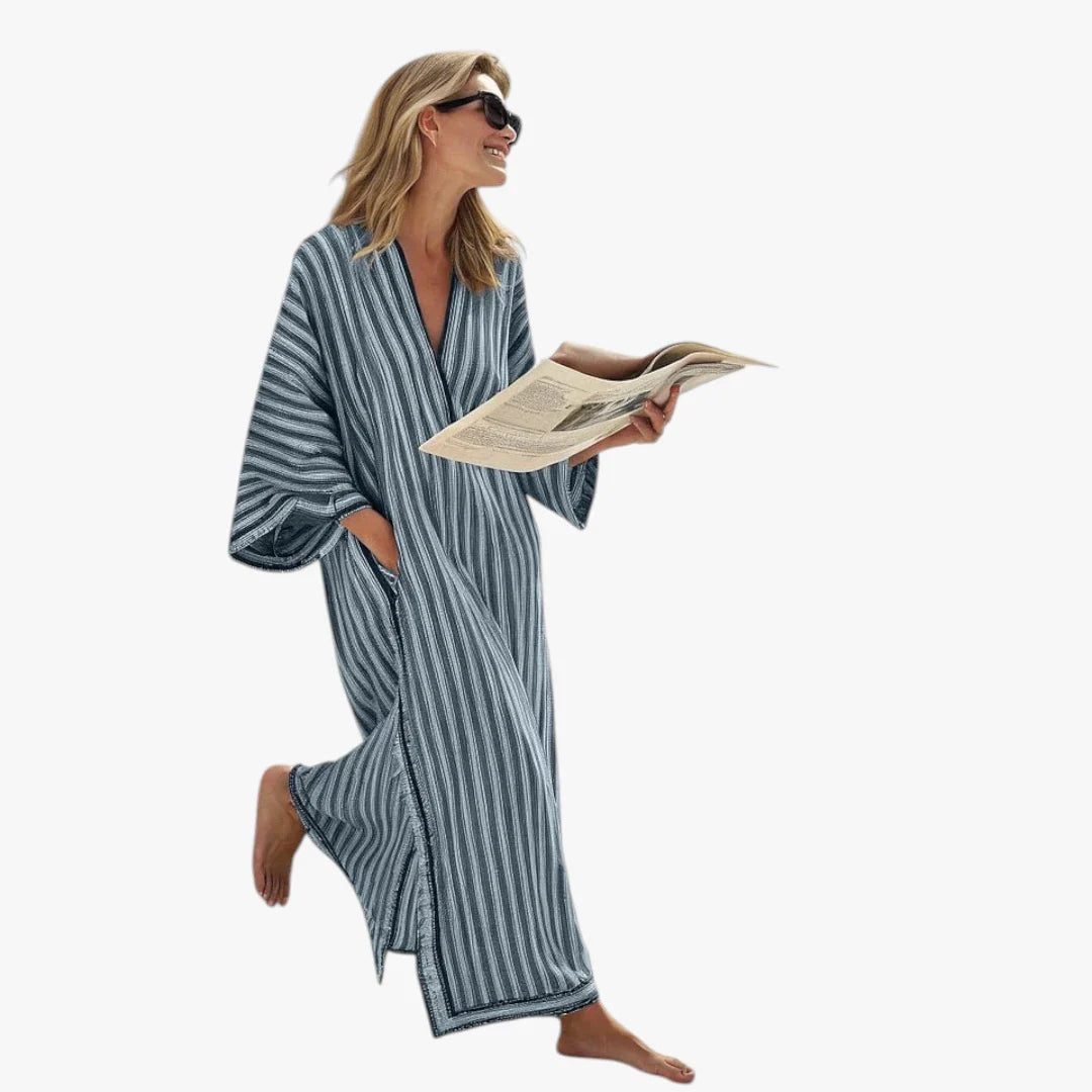 Dame Oversize Maxi Sommerkjole med V-Udskæring