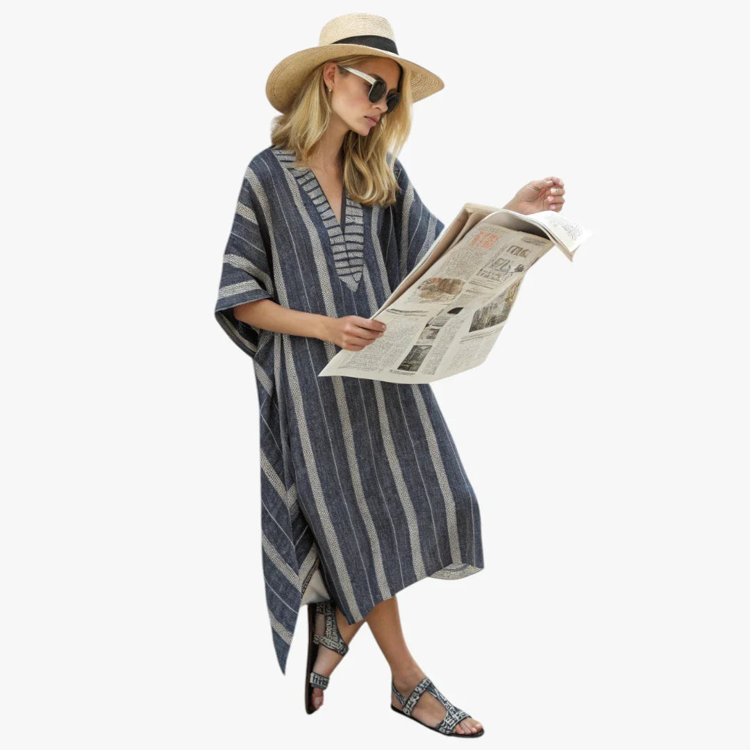 Dame Oversize Maxi Sommerkjole med V-Udskæring